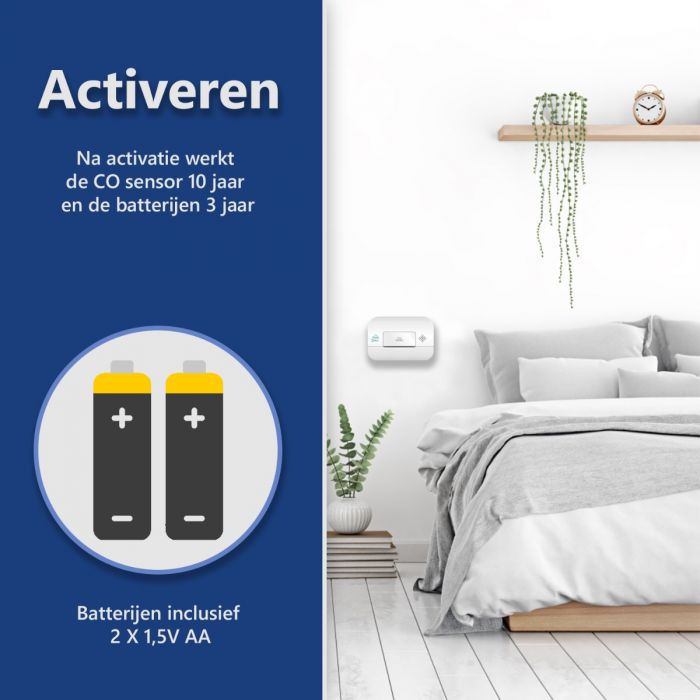 Draadloos Koppelbare Koolmonoxidemelder | 10 Jaar Sensor | Voldoet aan Europese norm EN50291 (FC4902R)