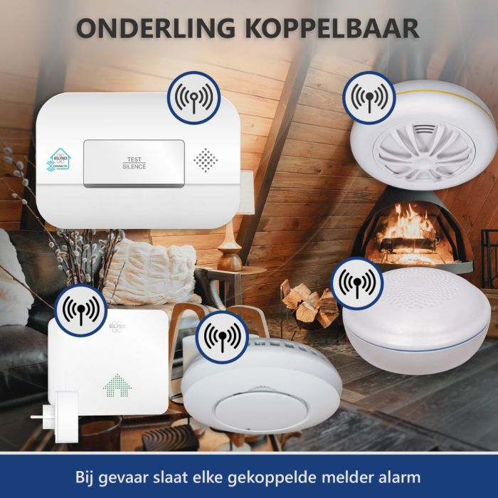 Draadloos Koppelbare Koolmonoxidemelder | 10 Jaar Sensor | Voldoet aan Europese norm EN50291 (FC4902R)