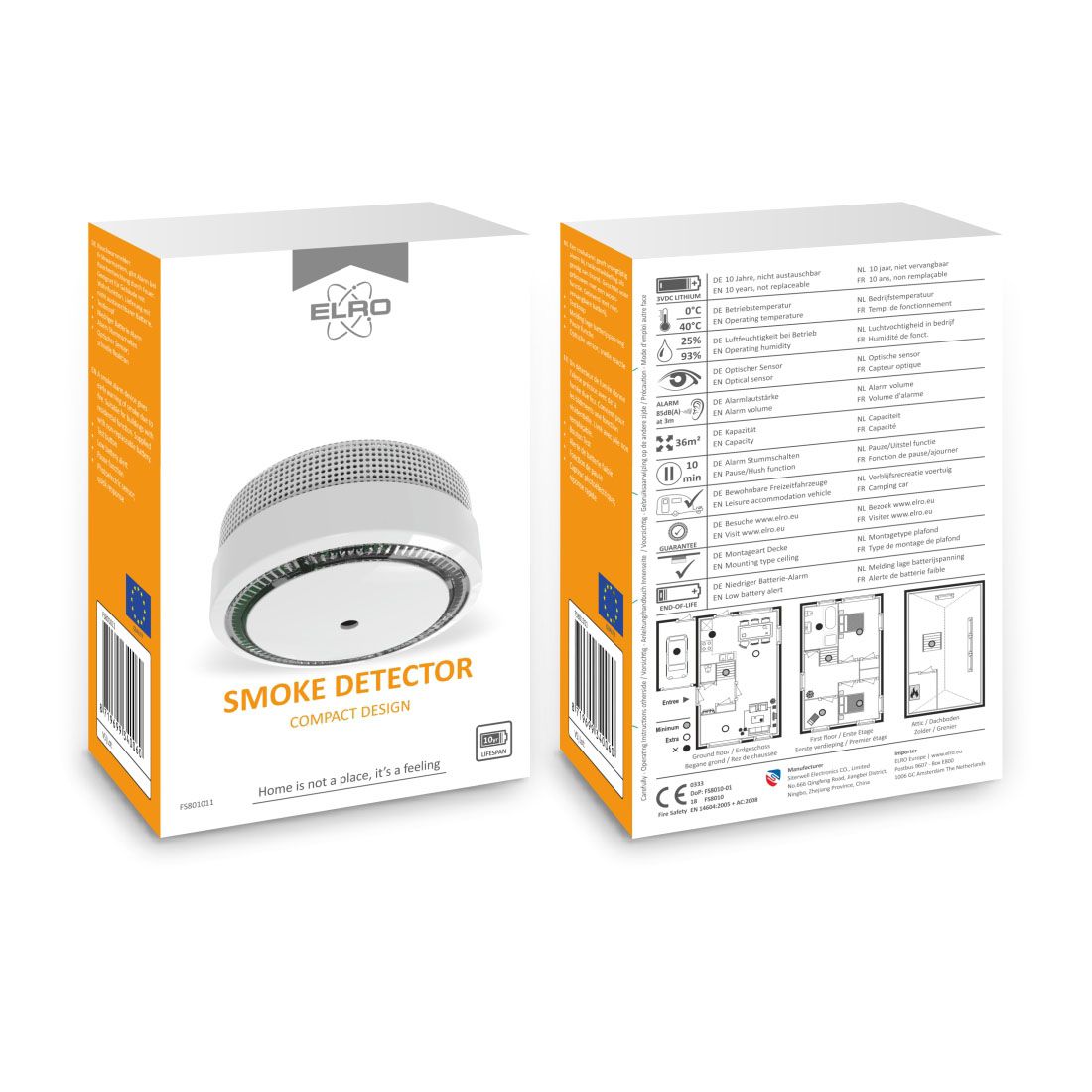ELRO PRO PS4910 Design rookmelder met automatische zelftest en 10 jaar ELRO PRO PS4910 Design rookmelder met automatische zelftest en 10 jaar